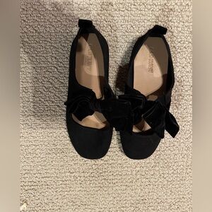 Girls Black Bow Mary Jane Flats - Unbranded